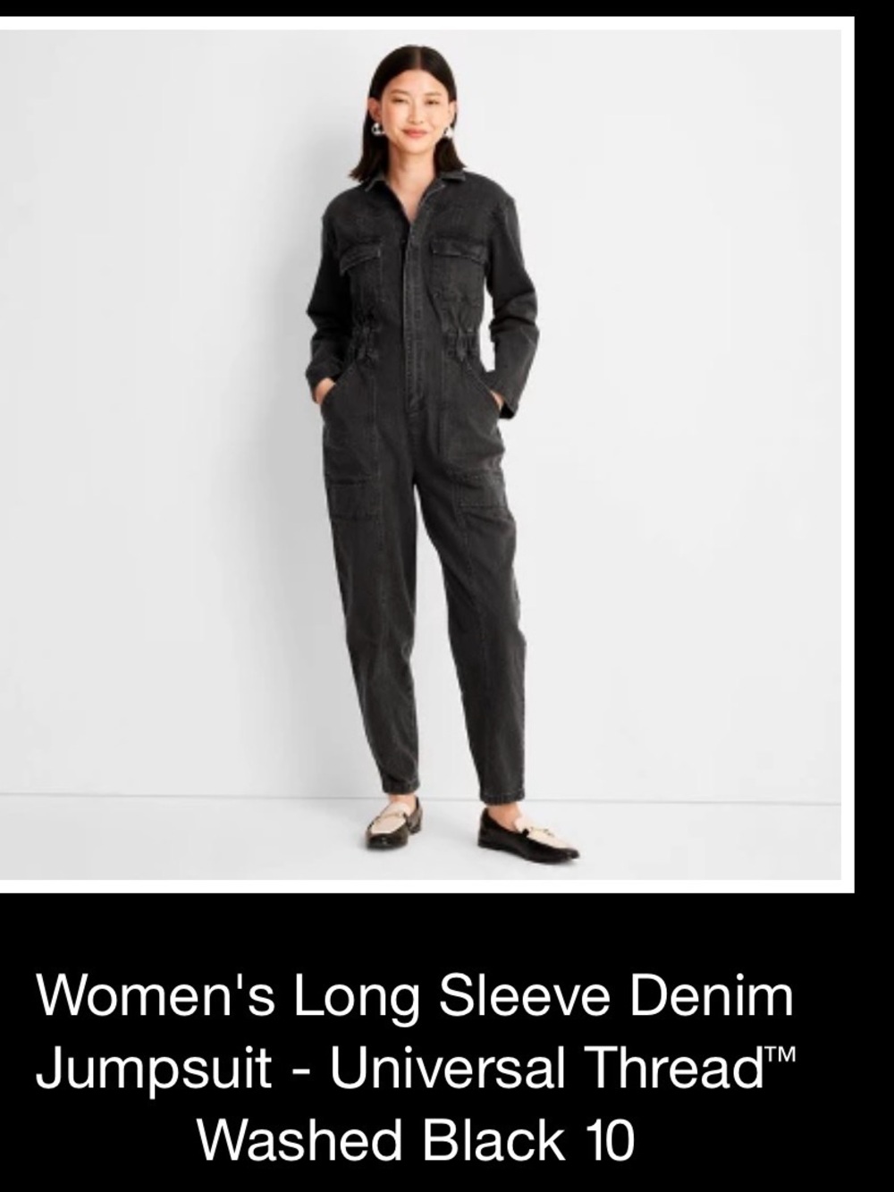 Universal Thread Washed Black Denim Jumpsuit